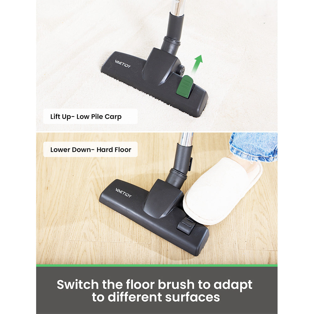 Vactidy C6 Corded Vacuum Cleaner, 18kPa Powerful Suction, 800ml Dust Box, with 7m Cable, 600W Motor, HEPA Filter, Anti-Overheating/Anti-scalding