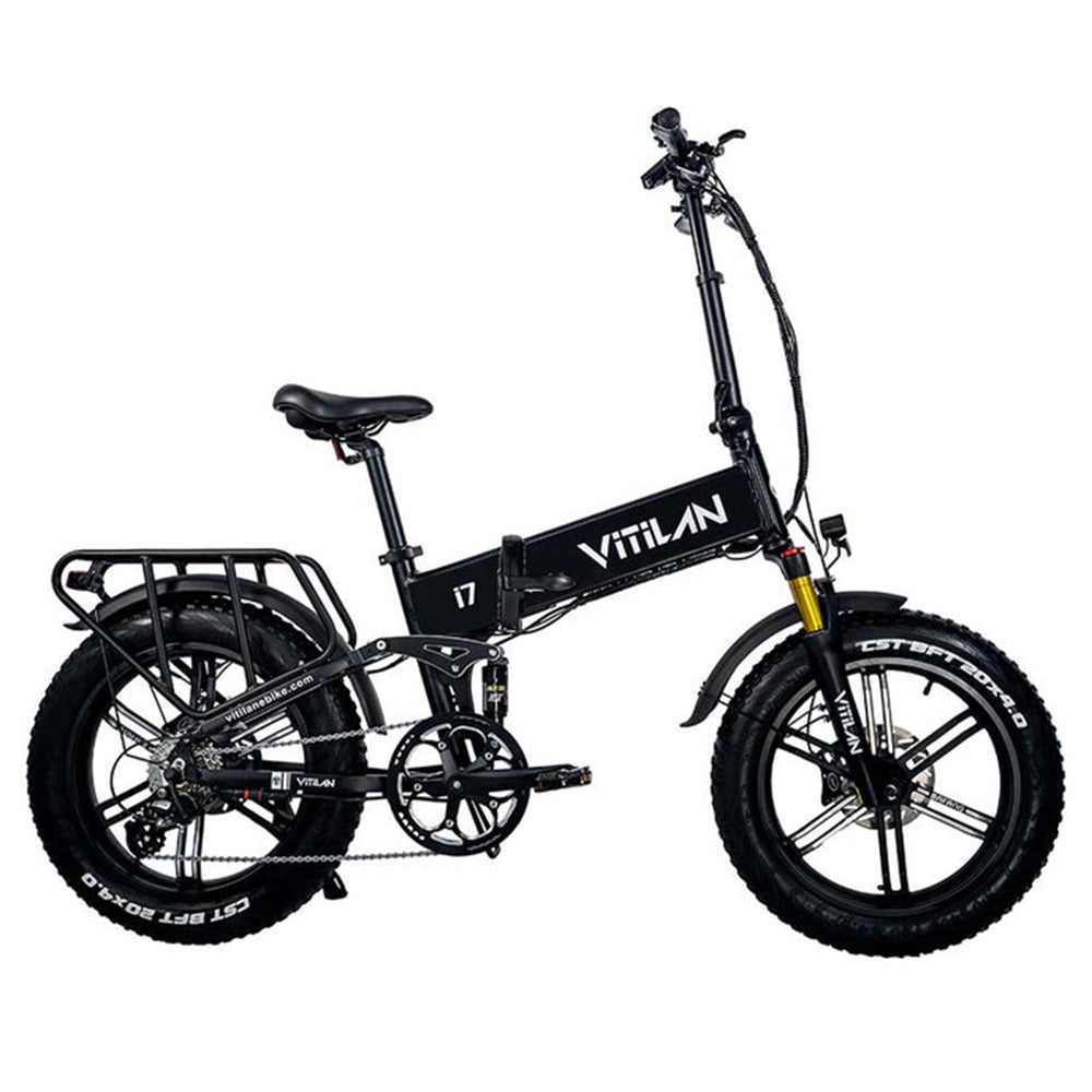 Vitilan I7 Pro 3.0 Electric Bike, 750W Motor, 48V 20Ah Battery, 20*4.0-inch Fat Tire, 45km/h Max Speed, 110km Max Range, Hydraulic Disc Brake, Hydraulic Suspension Rear Shock, Air Suspension Front Fork, Shimano 8 Speed - Black