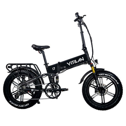 Vitilan I7 Pro 3.0 Electric Bike, 750W Motor, 48V 20Ah Battery, 20*4.0-inch Fat Tire, 45km/h Max Speed, 110km Max Range, Hydraulic Disc Brake, Hydraulic Suspension Rear Shock, Air Suspension Front Fork, Shimano 8 Speed - Black