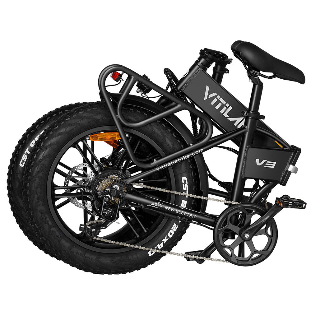 Vitilan V3 2.0 Electric Bike, 750W Motor, 48V 13Ah Battery, 20*4.0-inch Fat Tires, 45km/h Max Speed, 73km Range, Hydraulic Disc Brake, Suspension Front Fork, Shimano 7-speed, Color Display - Black
