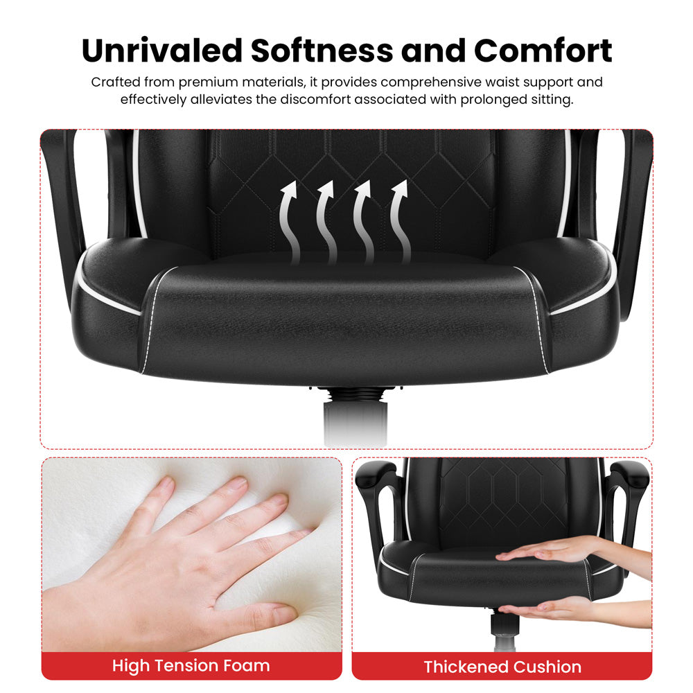 Herní kancelářská židle ACGAM CG-4850, běžná verze, ergonomický design, flexibilní nastavení náklonu, tuhosti a výšky, vysoce kvalitní PVC kůže, elegantní polstrované područky, plynulé otáčení o 360°