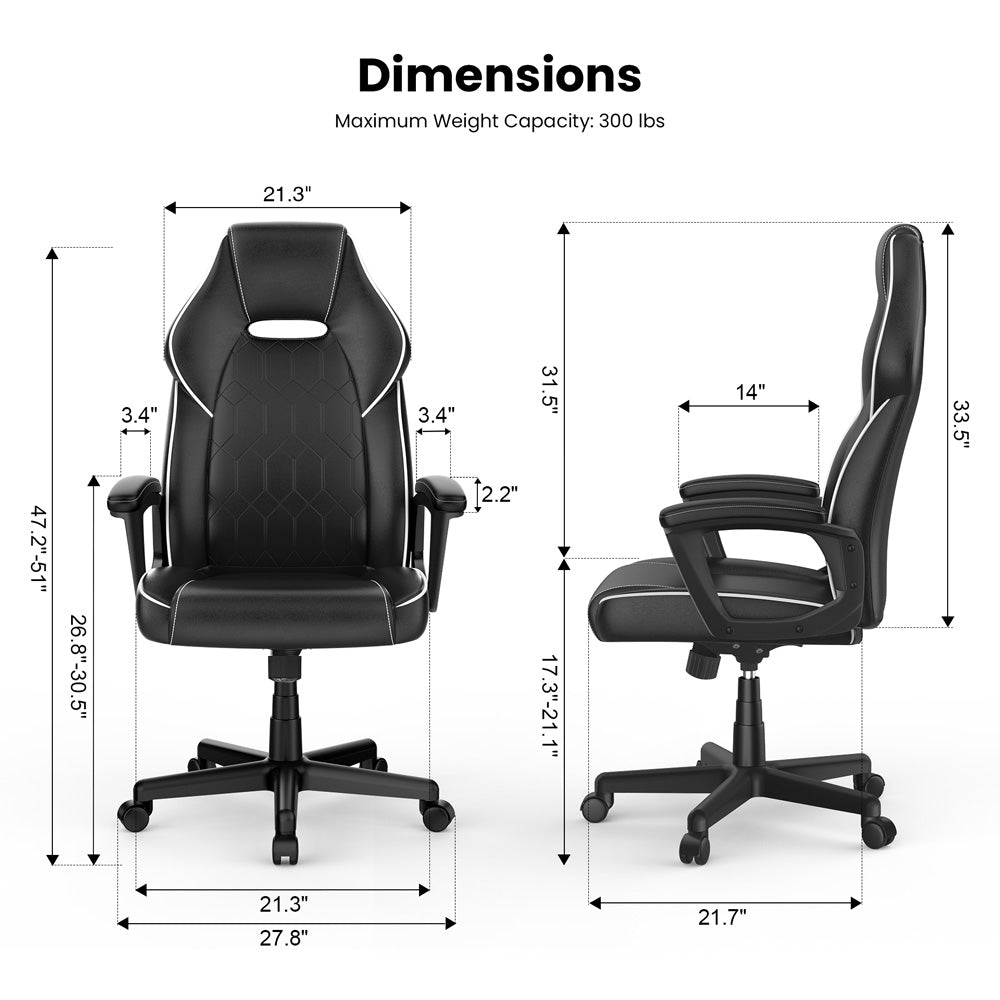 Herní kancelářská židle ACGAM CG-5354 XL verze, ergonomický design, flexibilní nastavení náklonu, tuhosti a výšky, vysoce kvalitní PVC kůže, elegantní polstrované područky, plynulé otáčení o 360°