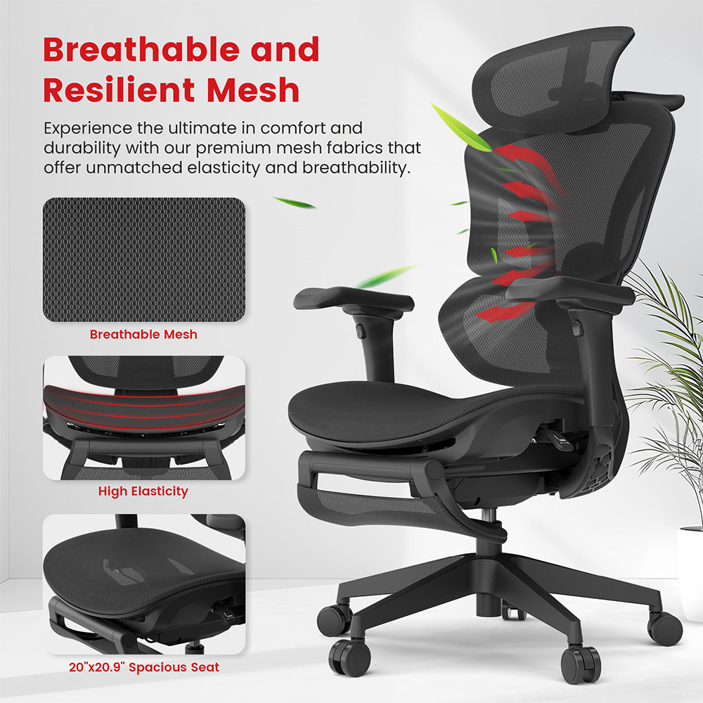 Ergonomická herní kancelářská židle ACGAM CG-5658M s nastavitelnou loketní opěrkou ve 4D, bederní opěrkou a nastavitelnou opěrkou hlavy