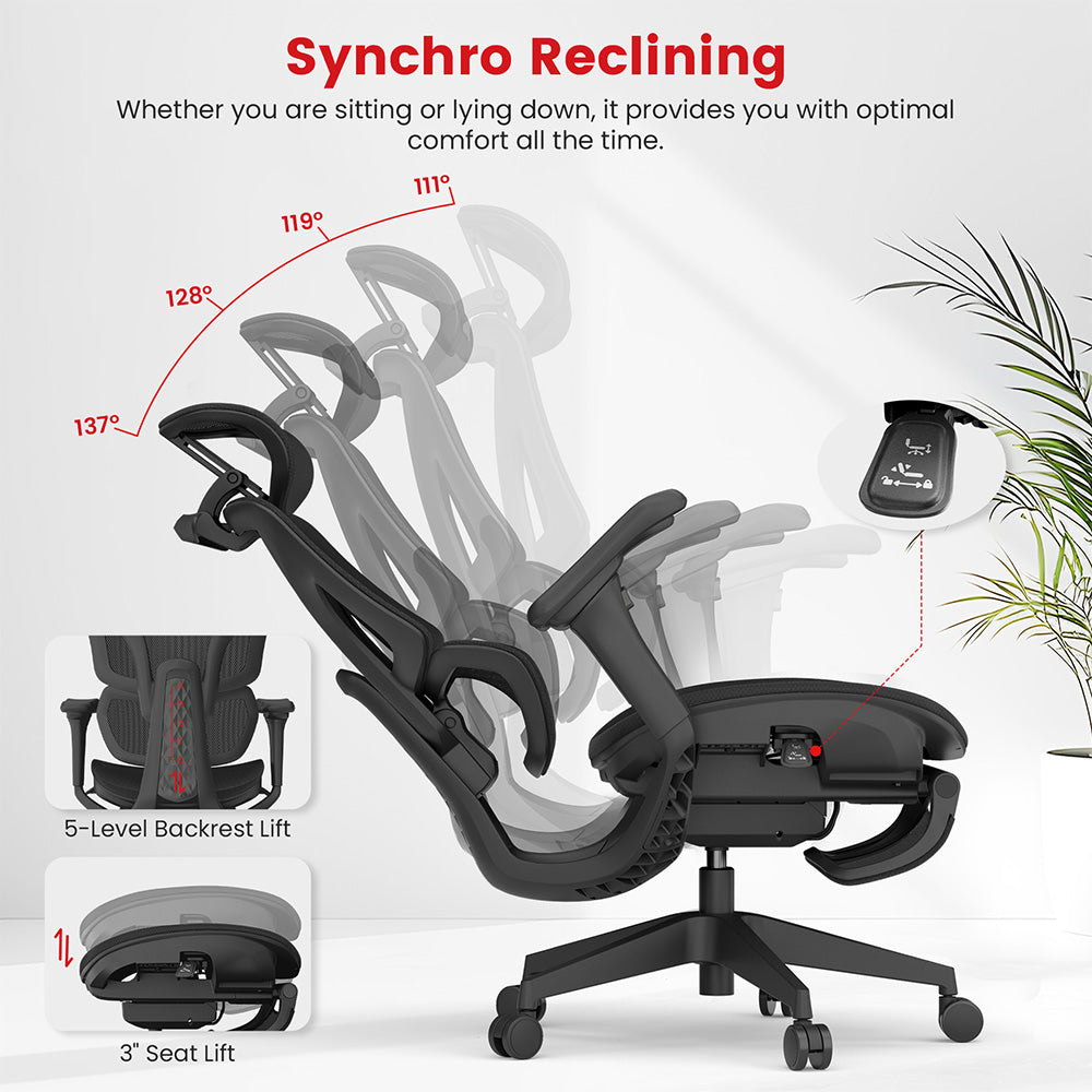 Ergonomická herní kancelářská židle ACGAM CG-5658M s nastavitelnou loketní opěrkou ve 4D, bederní opěrkou a nastavitelnou opěrkou hlavy