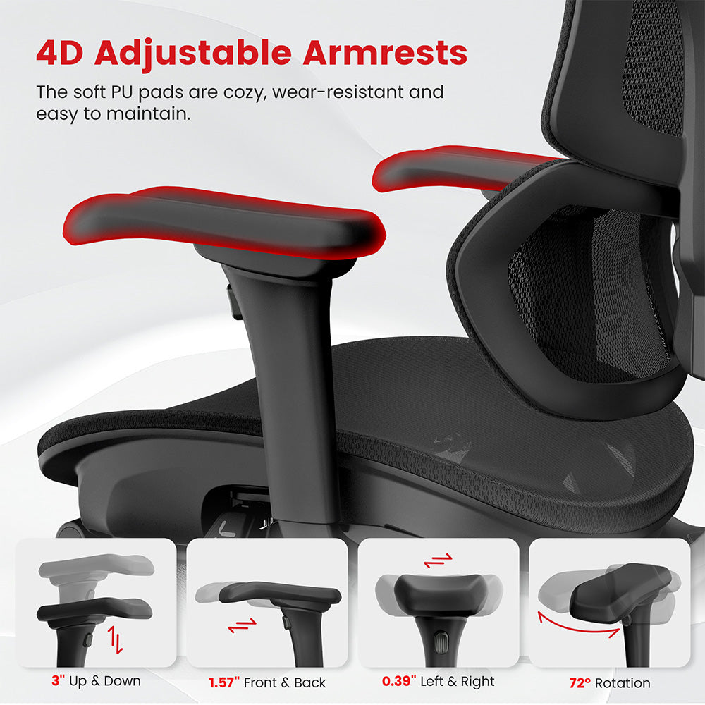 Ergonomická herní kancelářská židle ACGAM CG-5658M s nastavitelnou loketní opěrkou ve 4D, bederní opěrkou a nastavitelnou opěrkou hlavy