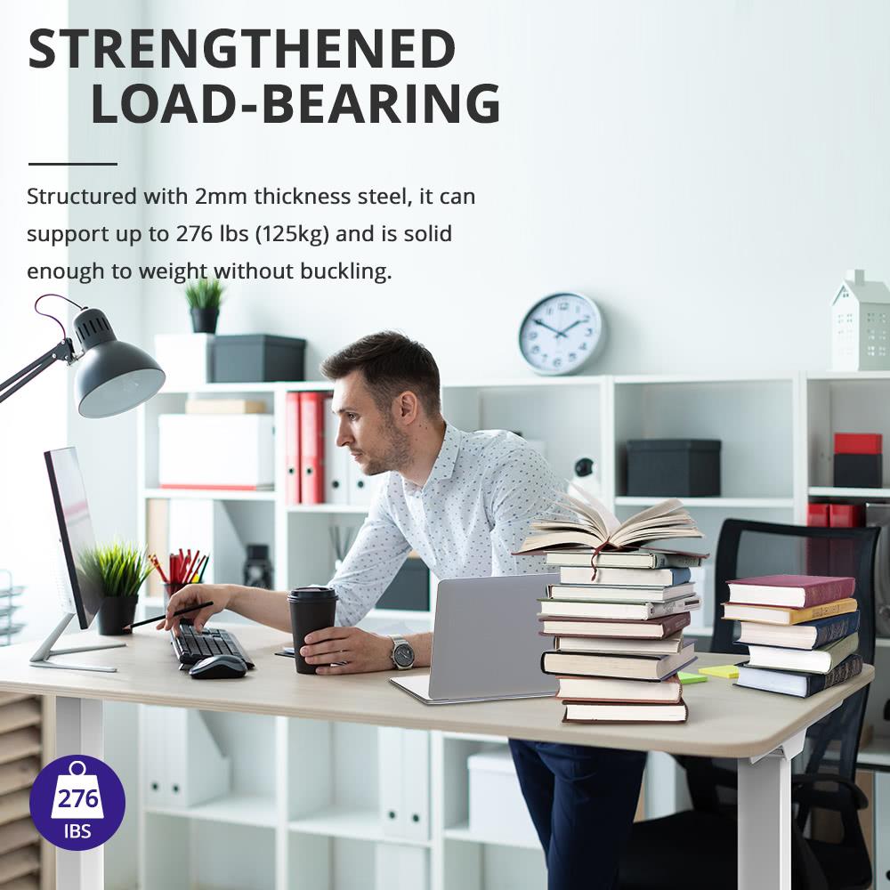 ACGAM ET225E Elektrická pracovní stanice s dvojitým motorem, třístupňovými nohami a rámem, ergonomická výškově nastavitelná základna stolu - černá (pouze rám)