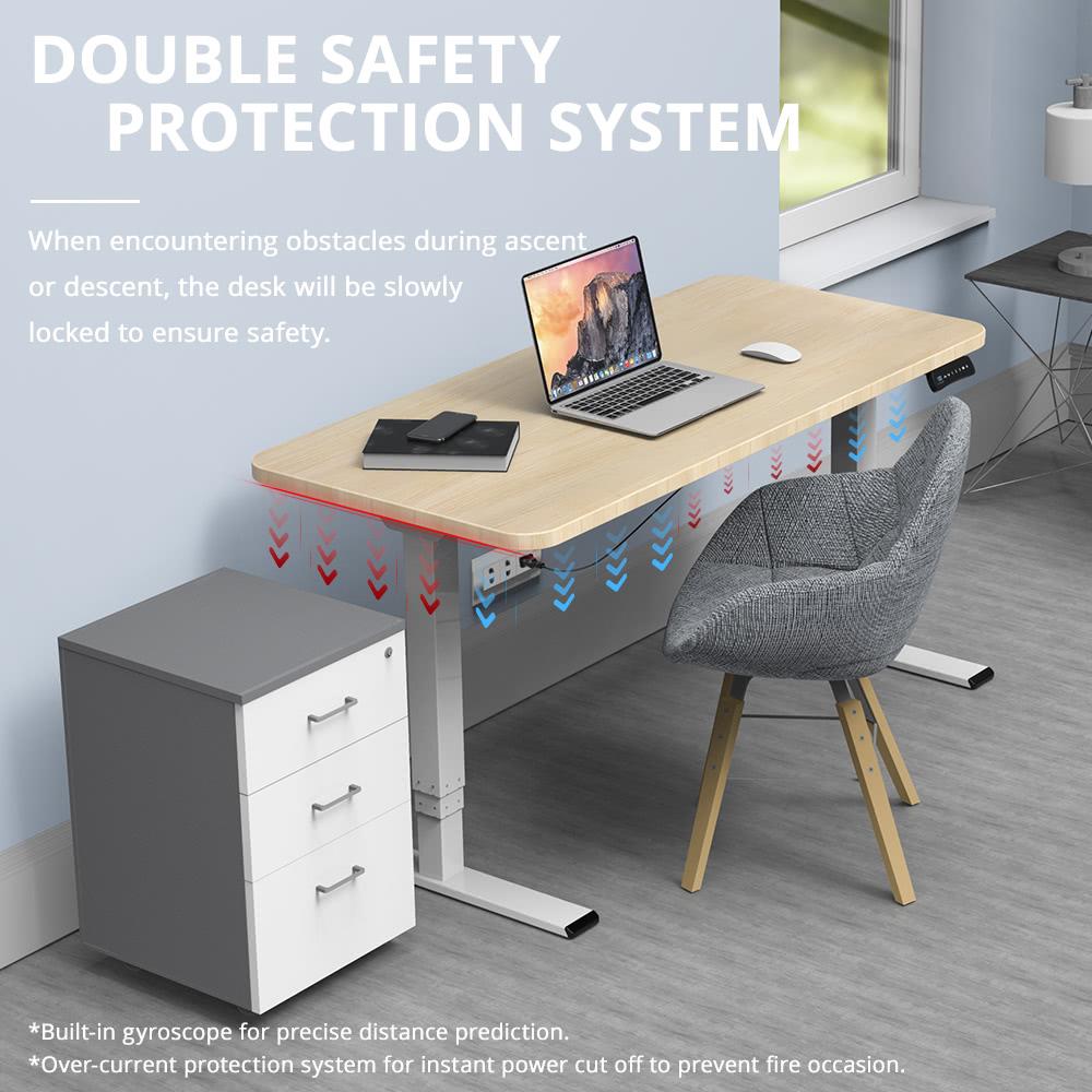 ACGAM ET225E Elektrická pracovní stanice s dvojitým motorem, třístupňovými nohami a rámem, ergonomická výškově nastavitelná základna stolu - černá (pouze rám)