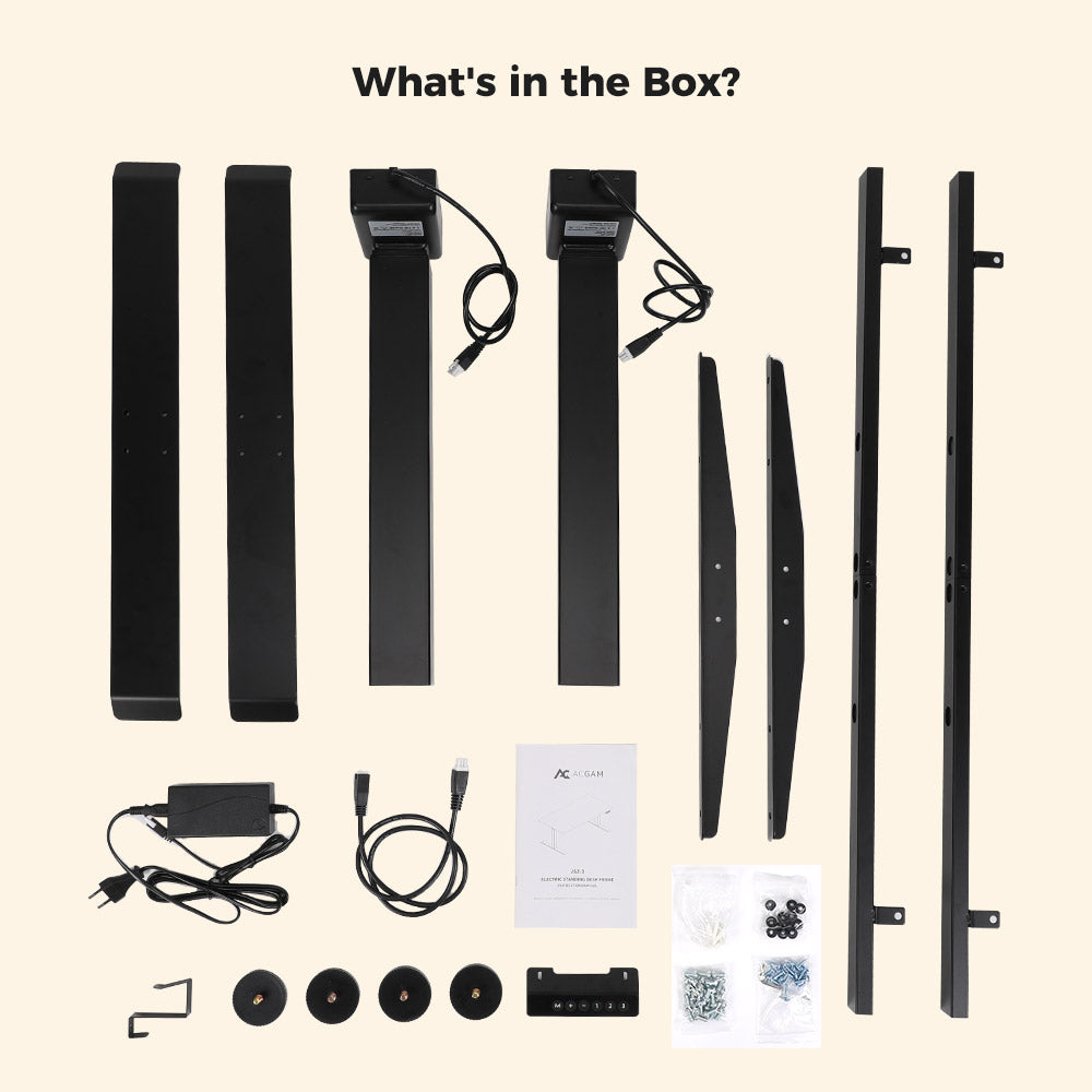 ACGAM JSZ-3 Dvoumotorový 3stupňový elektrický nastavitelný rám stolu, odolný, nosnost 120 kg, pro domácí kancelář, černý