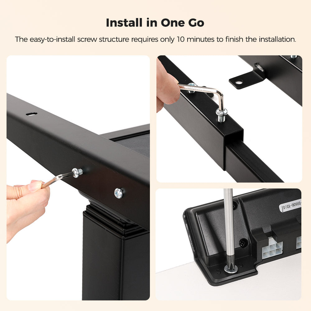 ACGAM JSZ-3 Dvoumotorový 3stupňový elektrický nastavitelný rám stolu, odolný, nosnost 120 kg, pro domácí kancelář, černý