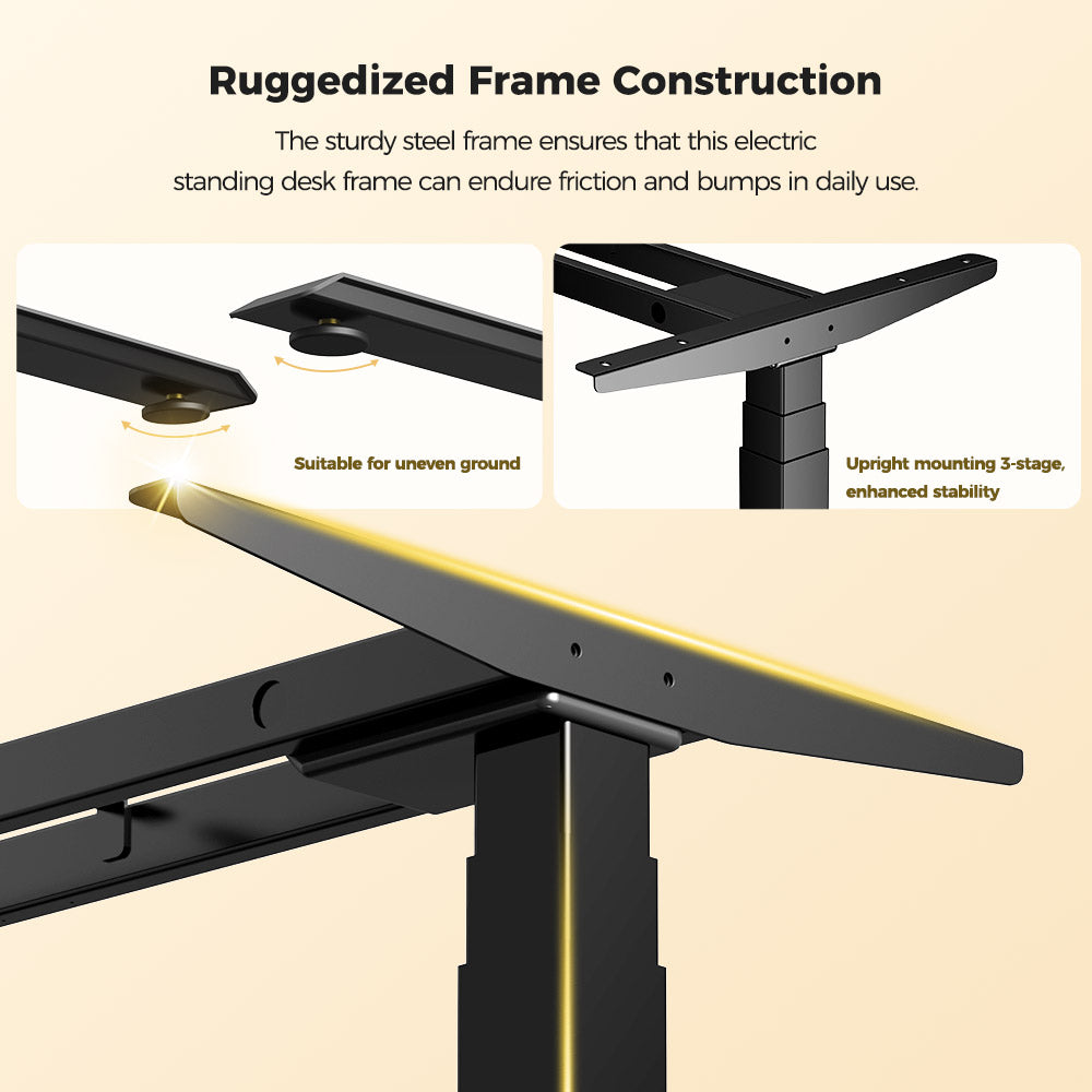ACGAM JSZ-3 Dvoumotorový 3stupňový elektrický nastavitelný rám stolu, odolný, nosnost 120 kg, pro domácí kancelář, černý