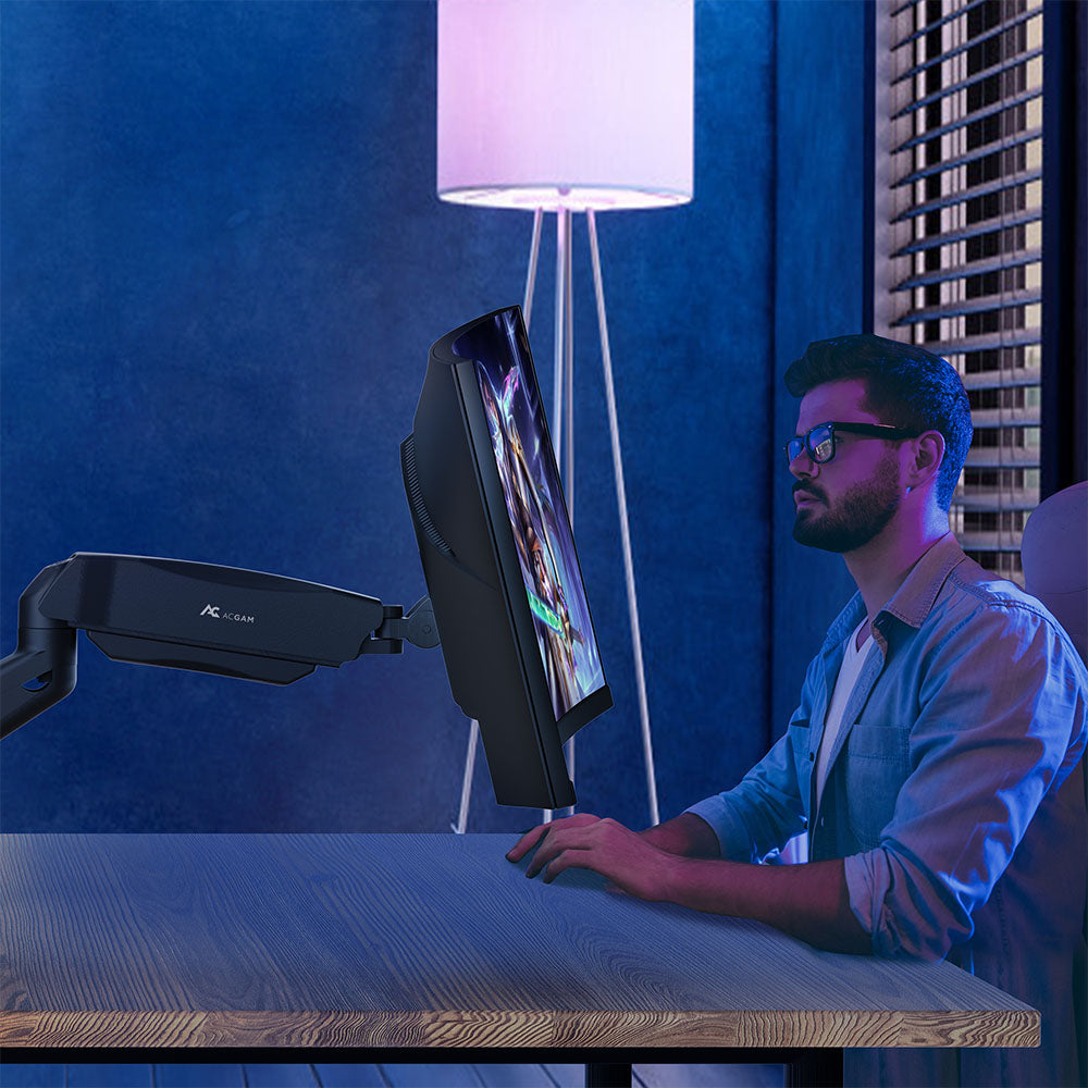 Držák pro jeden monitor ACGAM MAS-1S s pružinovou podporou, flexibilním úhlem a instalací