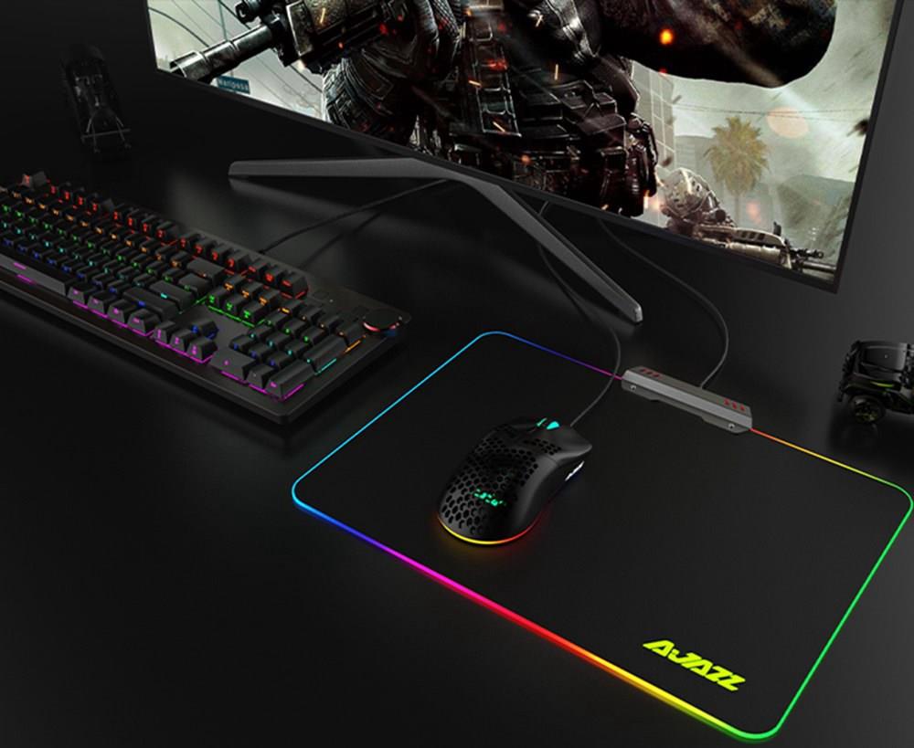 Ajazz AJ390 Ultralehká optická drátová myš s dutým RGB podsvícením, 16000 DPI, nastavitelná, 7 kláves - černá