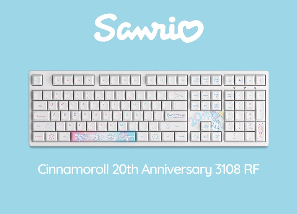 Mechanická klávesnice Akko Cinnamoroll 20th Anniversary 3108RF CS Sakura Switch, 108 kláves, duální režim