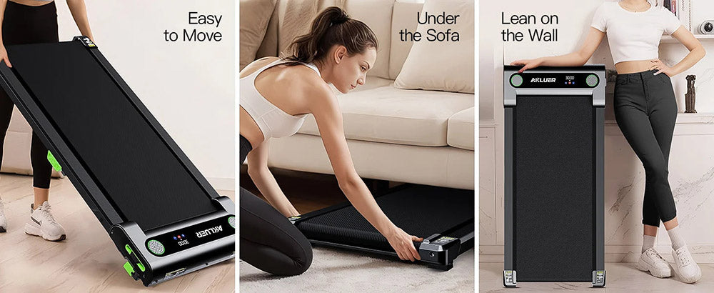 Běžecká podložka Akluer 480L-A se sklonem, běžecký pás pod stůl 2,5 HP s dálkovým ovládáním, LED displejem, maximální nosnost 150 kg