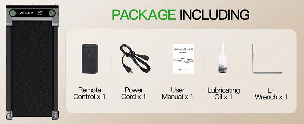 Běžecká podložka Akluer 480L-A se sklonem, běžecký pás pod stůl 2,5 HP s dálkovým ovládáním, LED displejem, maximální nosnost 150 kg