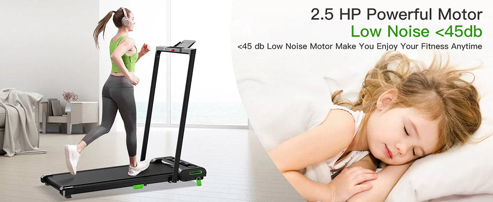 Akluer 480L-B šikmá běžecká podložka s rukojetí, 2,5HP běžecký pás pod stůl, LED obrazovka a dálkové ovládání, maximální nosnost 150 kg, skládací