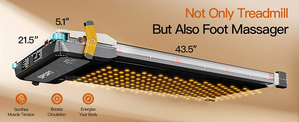 Běžecký pás Akluer 520 s oboustranným podstavcem, masážní přístroj na nohy Shiatsu, podložka na chůzi se sklonem, tichý motor 2,5 HP, LED displej