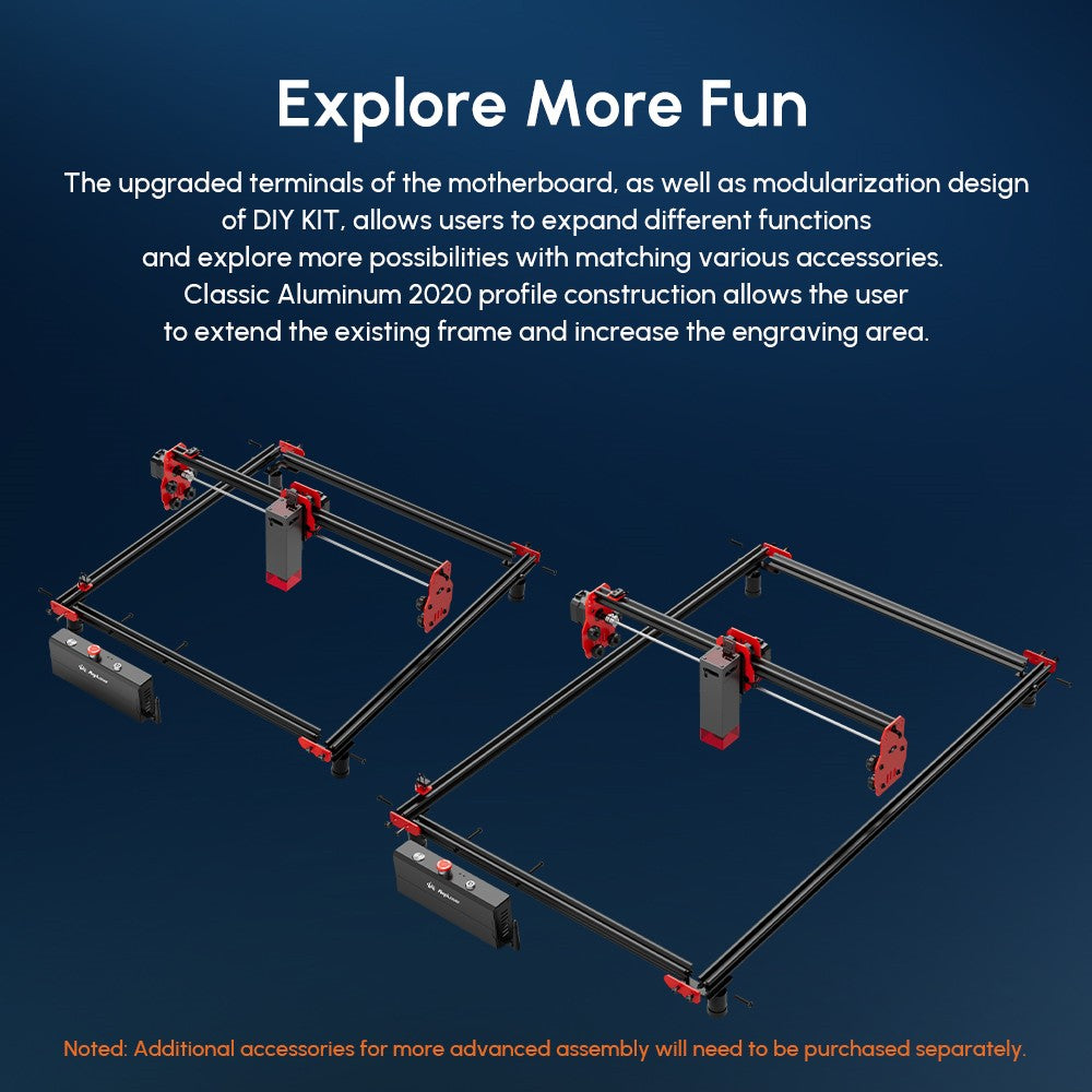 AlgoLaser DIY KIT 10W laserový gravírovací stroj, dvoujádrový procesor, rychlost gravírování 12 000 mm/min, 2,4G WiFi, 400*400 mm (157,5*157,5 palce)