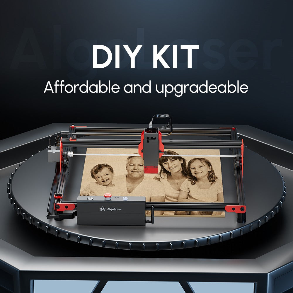 AlgoLaser DIY KIT 5W laserový gravírovací stroj, dvoujádrový procesor, rychlost gravírování 12 000 mm/min, 2,4G WiFi, 400*400 mm (157,5*157,5 palce)