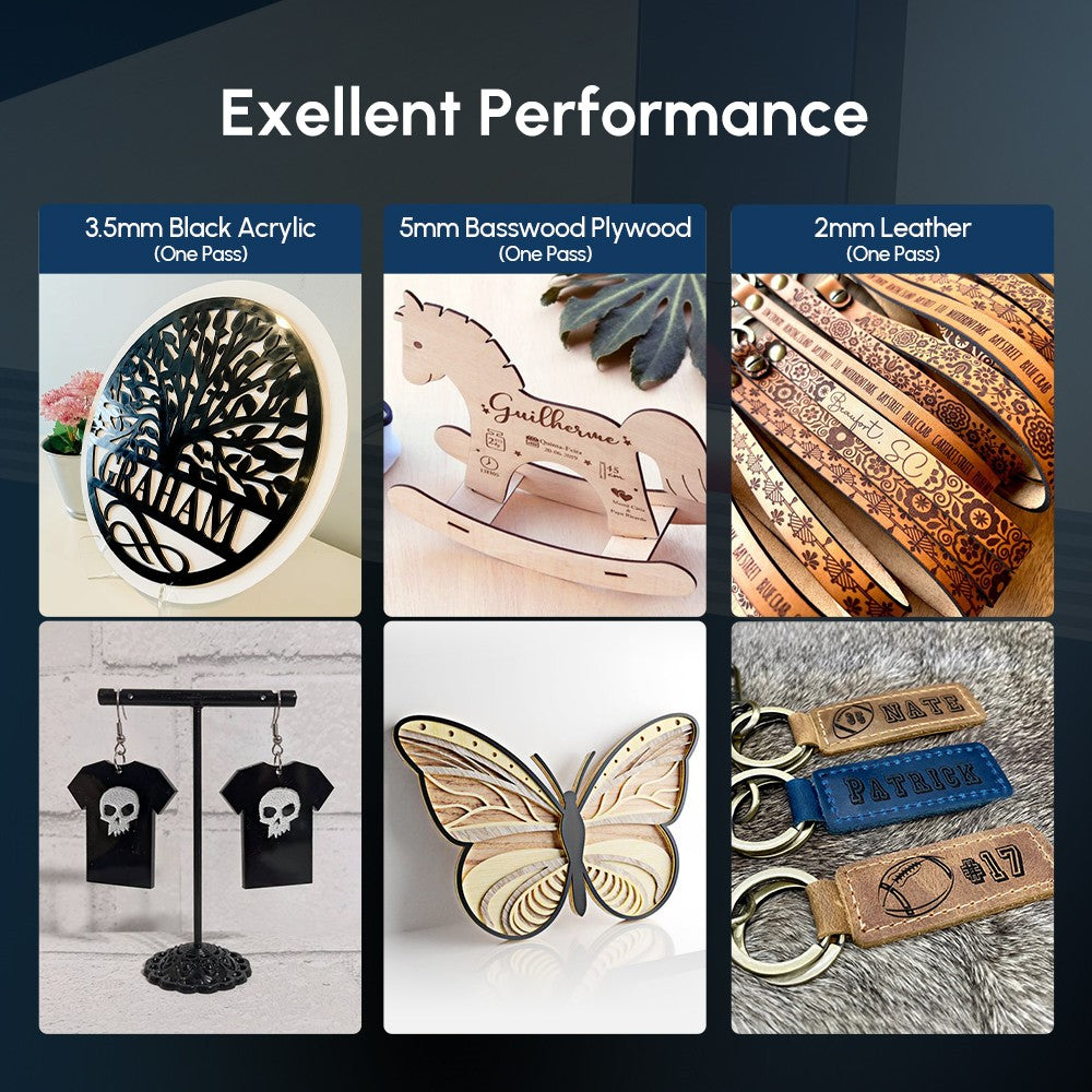 AlgoLaser DIY KIT 5W laserový gravírovací stroj, dvoujádrový procesor, rychlost gravírování 12 000 mm/min, 2,4G WiFi, 400*400 mm (157,5*157,5 palce)