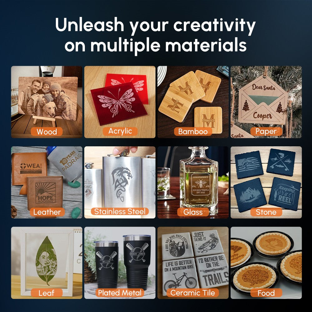 AlgoLaser DIY KIT 5W laserový gravírovací stroj, dvoujádrový procesor, rychlost gravírování 12 000 mm/min, 2,4G WiFi, 400*400 mm (157,5*157,5 palce)