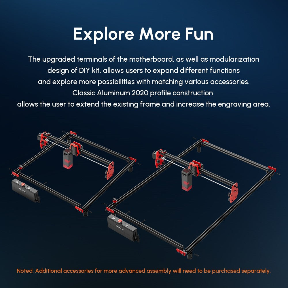 AlgoLaser DIY KIT 5W laserový gravírovací stroj, dvoujádrový procesor, rychlost gravírování 12 000 mm/min, 2,4G WiFi, 400*400 mm (157,5*157,5 palce)