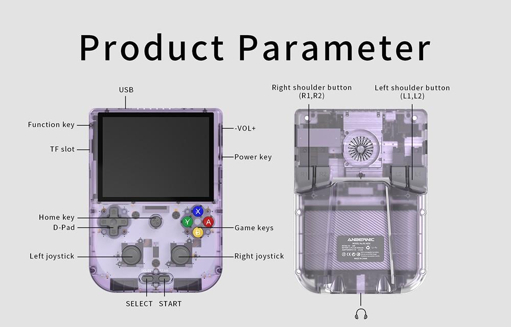 Herní konzole ANBERNIC RG405V, 4GB LPDDR4 128GB eMMC, Android 12, 5G WiFi, Bluetooth 5.0, 128GB TF karta 3172 her - fialová