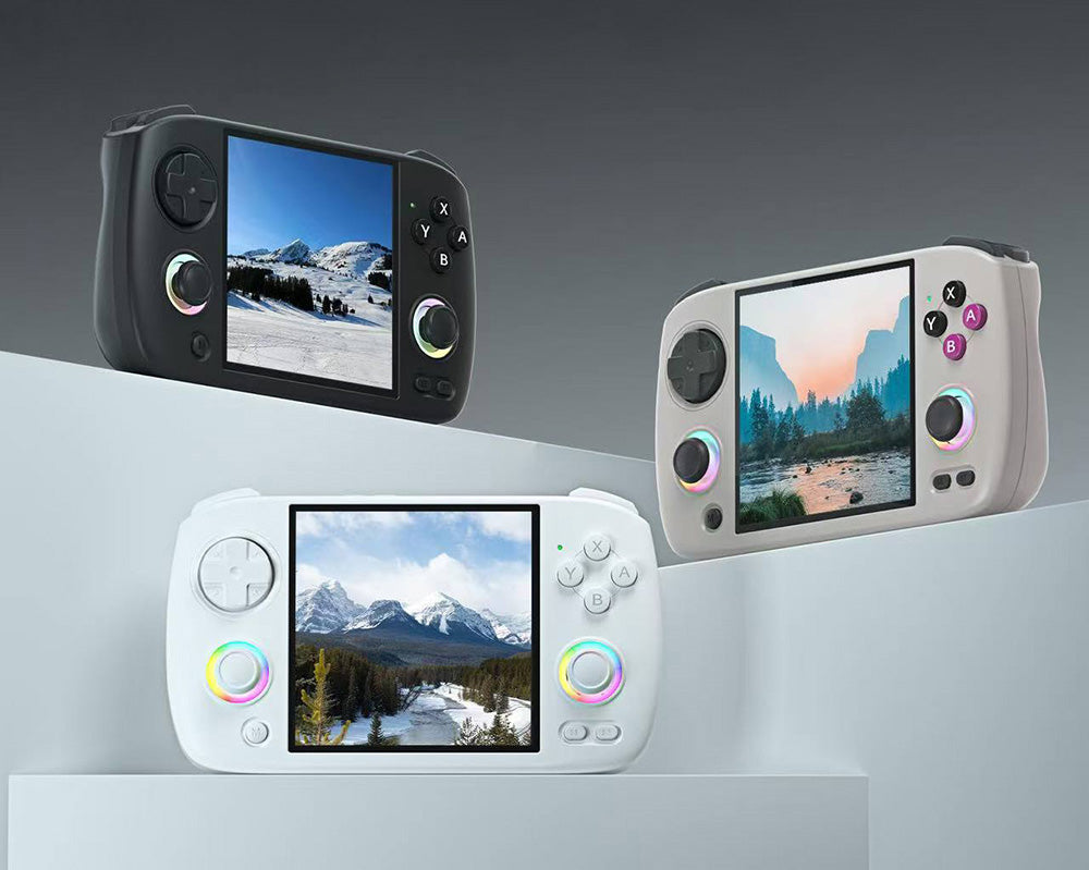 Herní konzole ANBERNIC RG CubeXX, 3,95palcová 720*720 IPS obrazovka, 64bitový Linux, 5G WiFi Bluetooth 4.2, streamování Moonlight, 6,5 hodiny hraní, RGB podsvícení - šedá