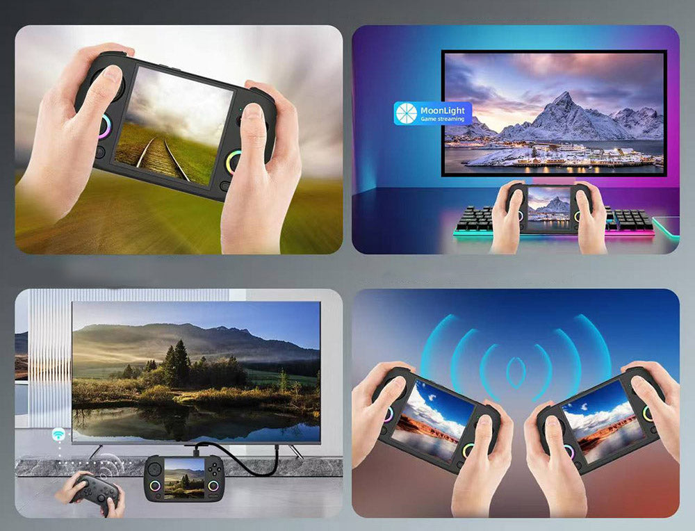 Herní konzole ANBERNIC RG CubeXX, 3,95palcová 720*720 IPS obrazovka, 64bitový Linux, 5G WiFi Bluetooth 4.2, streamování Moonlight, 6,5 hodiny hraní, RGB podsvícení - šedá