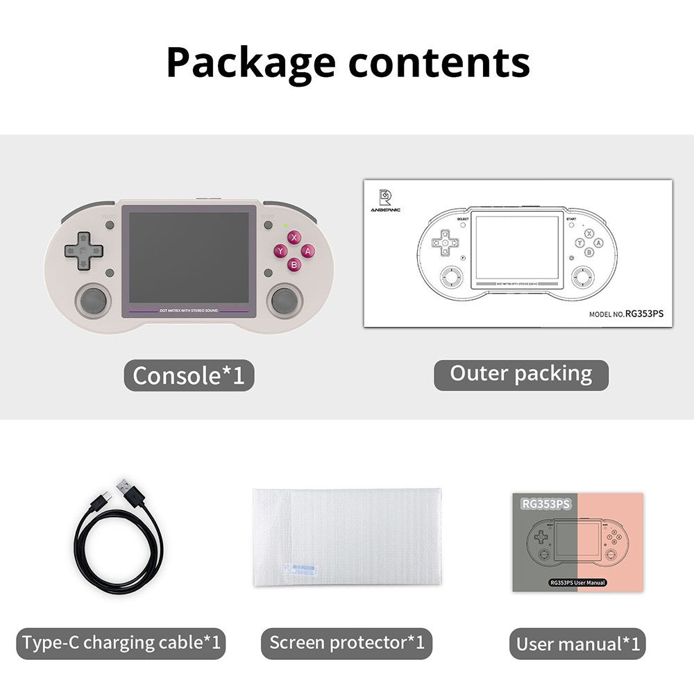 Herní konzole ANBERNIC RG353PS, 64GB TF karta - bílá