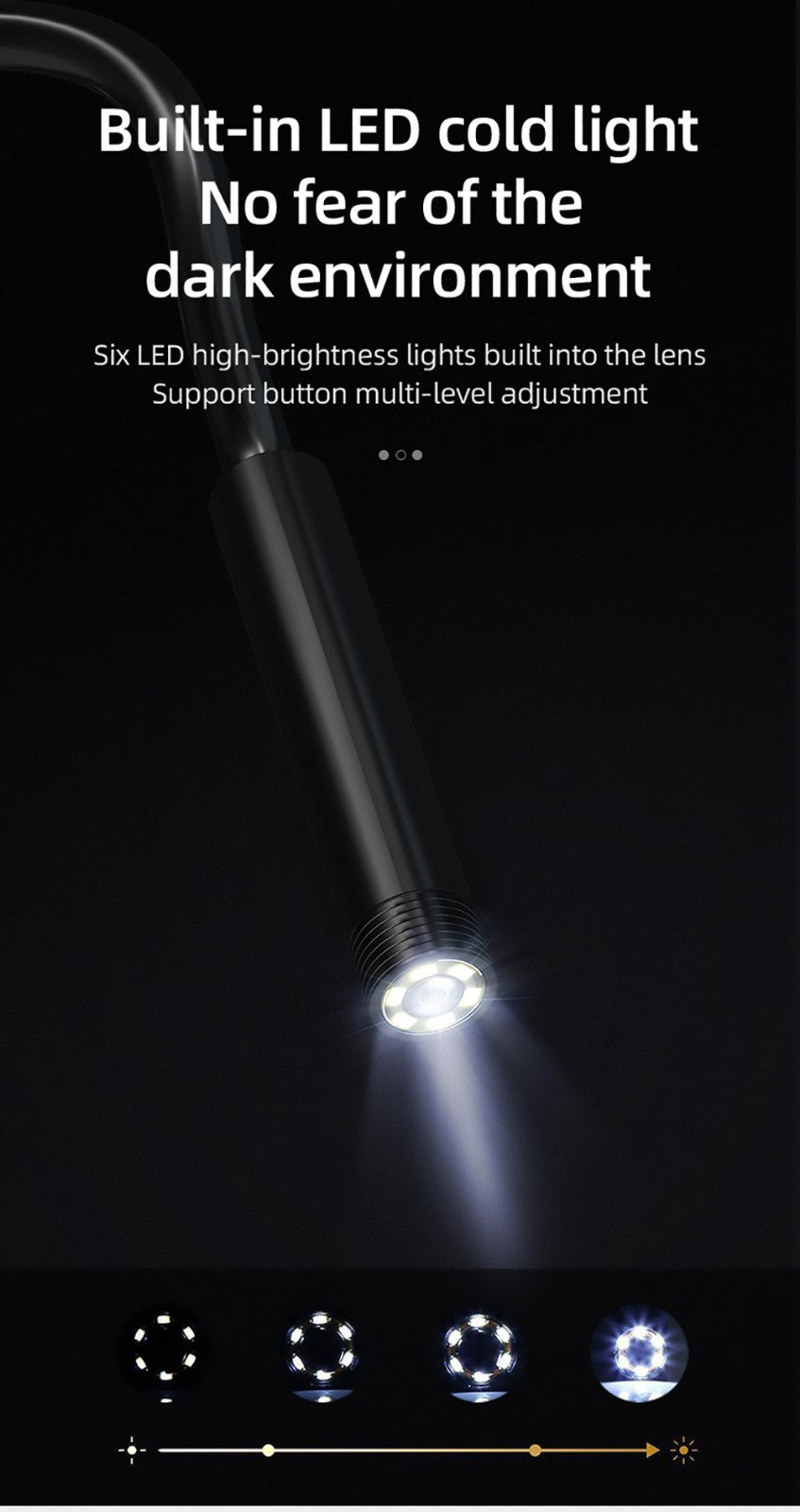 Endoskop ANESOK 113B, 4,3palcová IPS obrazovka, jeden objektiv, rozlišení 1080P, 6 nastavitelných LED světel, 3 hodiny provozní doby, vodotěsnost IP67, 1m kabel - oranžová