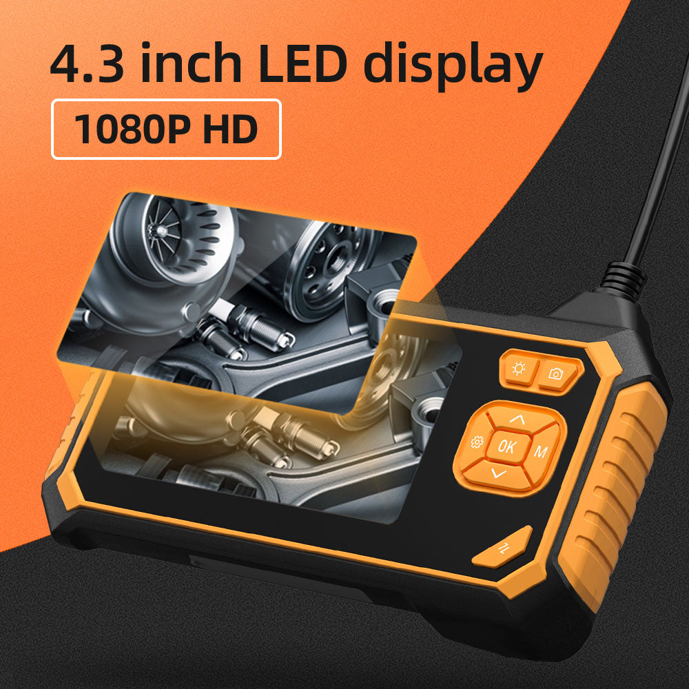 ANESOK 113B Endoscope, 4.3 inch IPS Screen, Single Lens, 1080P Resolution, 6 Adjustable LED Lights, 3 Hours Working Time, IP67 Waterproof, 1m Cable - Orange