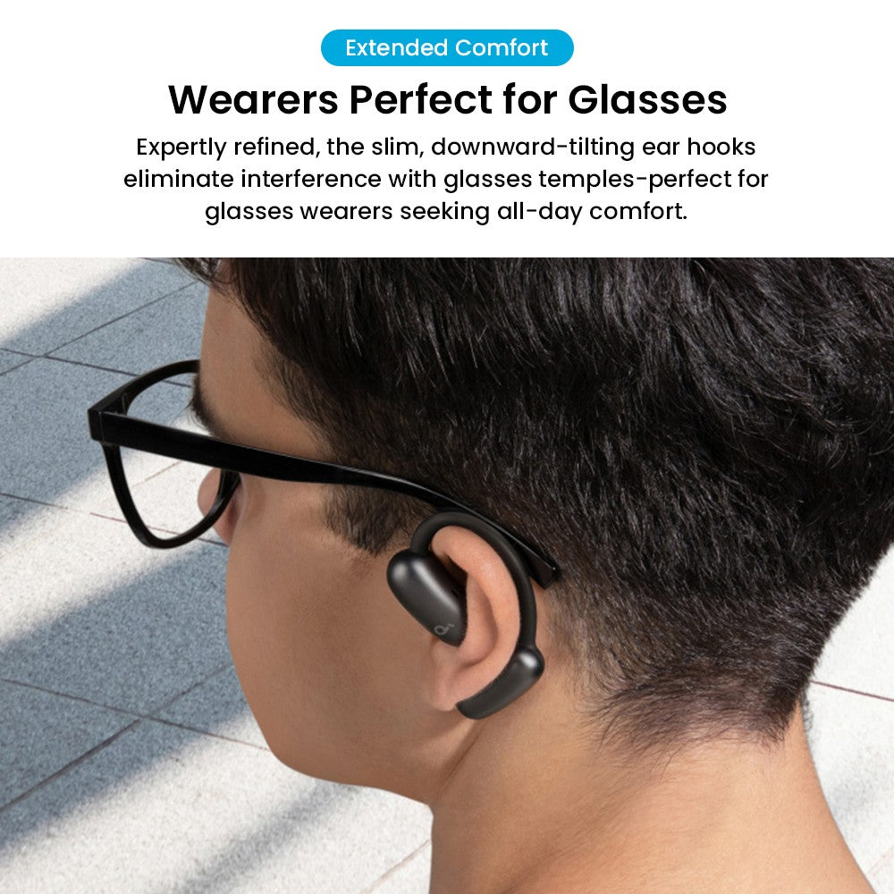 Anker Soundcore AeroFit 2 Bezdrátová sluchátka s otevřeným uchem, nastavitelné háčky na uši, Bluetooth 5.4, bezdrátový zvuk s vysokým rozlišením - černá