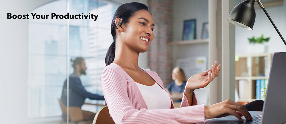 Anker Soundcore AeroFit otevřená sluchátka do uší, ergonomický háček na uši, vodotěsnost IPX7, ovládání aplikací, až 42 hodin přehrávání - modrá