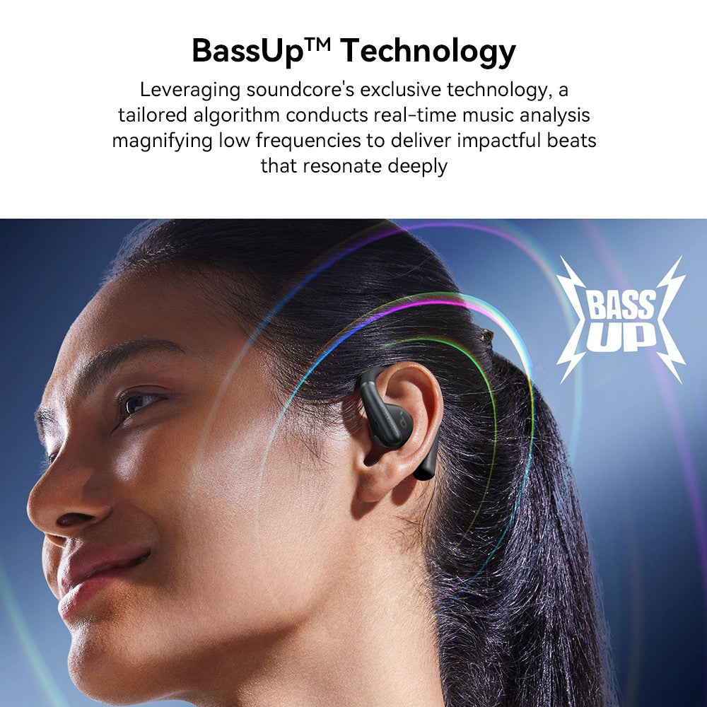 Anker Soundcore AeroFit otevřená sluchátka do uší, ergonomický háček na uši, vodotěsnost IPX7, ovládání aplikací, až 42 hodin přehrávání - modrá