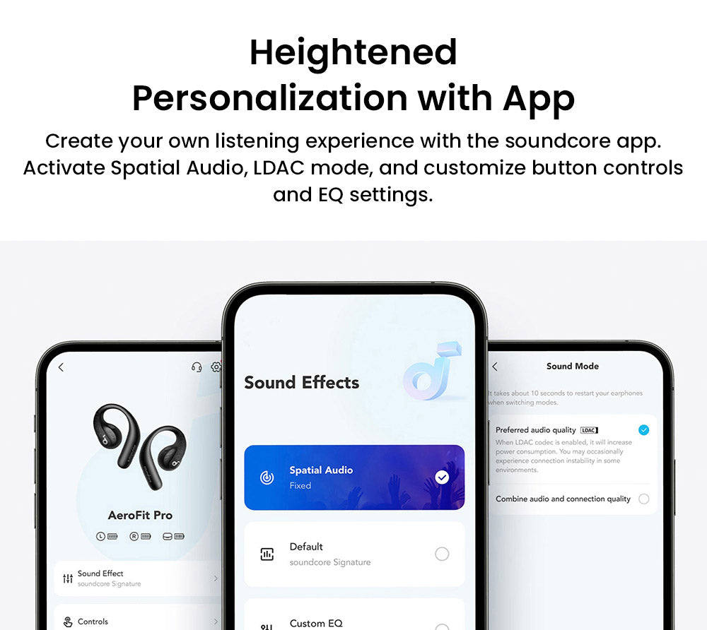Anker Soundcore AeroFit Pro otevřená sluchátka do uší, Bluetooth 5.3, až 46 hodin přehrávání - černá