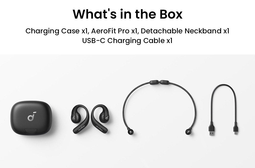 Anker Soundcore AeroFit Pro otevřená sluchátka do uší, Bluetooth 5.3, až 46 hodin přehrávání - černá