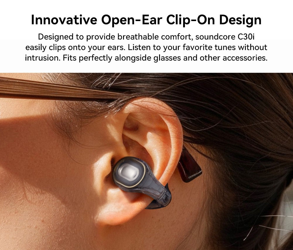 Anker Soundcore C30i otevřená sluchátka s klipem, Bluetooth 5.3, voděodolnost IPX4, výdrž až 30 hodin přehrávání - bílá