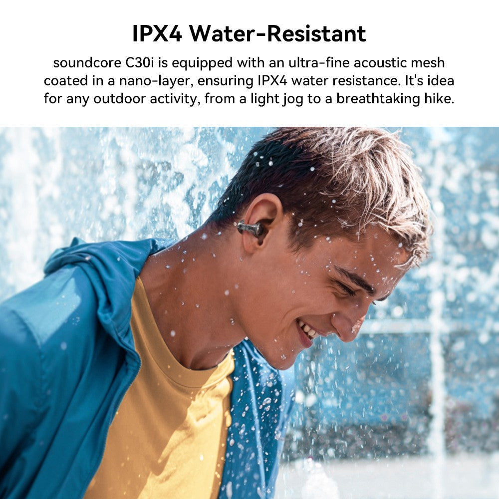 Anker Soundcore C30i otevřená sluchátka s klipem, Bluetooth 5.3, voděodolnost IPX4, výdrž až 30 hodin přehrávání - bílá