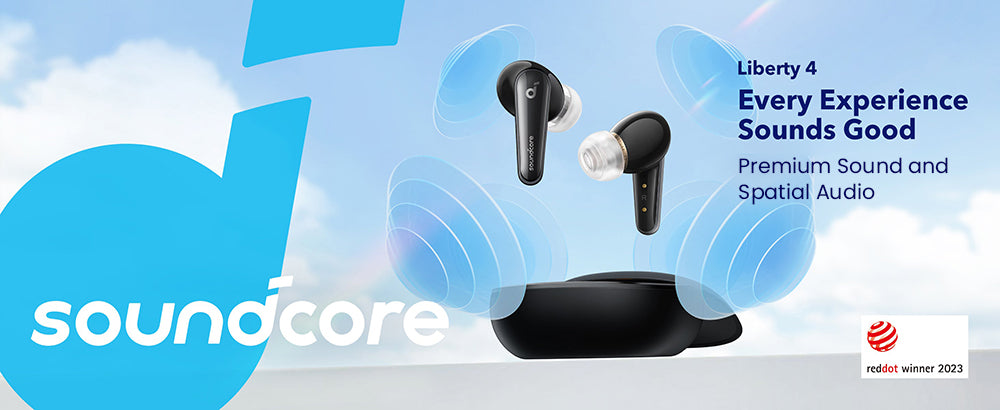 Anker Soundcore Liberty 4 True Wireless ANC sluchátka, bezdrátový zvuk s vysokým rozlišením, prostorový zvuk s duálními režimy, senzor tepové frekvence - černá