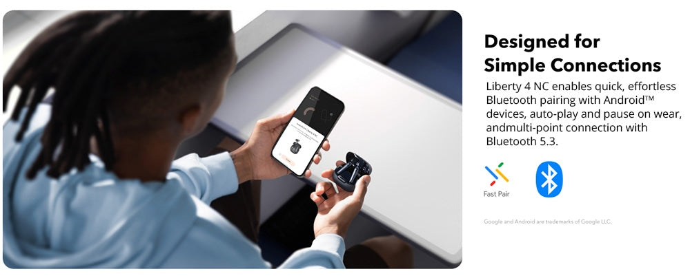 Sluchátka Soundcore Liberty 4 NC Earbuds TWS, adaptivní ANC 2.0, Bluetooth 5.3, vodotěsnost IPX4, rychlé nabíjení - bílá