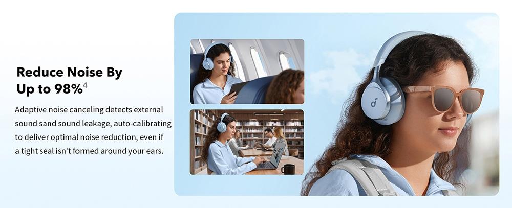 Sluchátka Anker Soundcore Space One, aktivní potlačení hluku, ovládání aplikací, 40 hodin přehrávání s ANC, Bluetooth 5.3 - černá