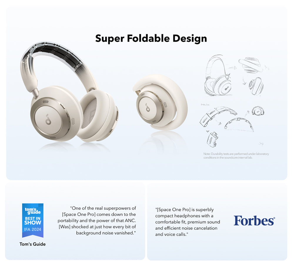 Sluchátka Anker Soundcore Space One Pro, adaptivní ANC, 40 hodin přehrávání (ANC zapnuté), bezdrátový zvuk ve vysokém rozlišení, ultrarychlé nabíjení - černá