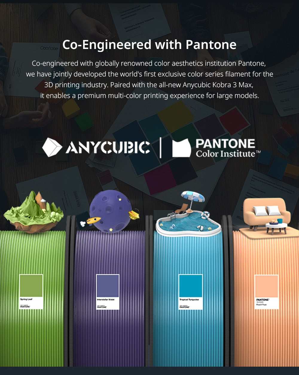 Kombinovaná 3D tiskárna Anycubic Kobra 3 Max, tisk až 8 barev, barevný procesor ACE Pro, vysokorychlostní tisk 600 mm/s, automatické vyrovnávání a ochrana proti ztrátě kroku, 420*420*500 mm