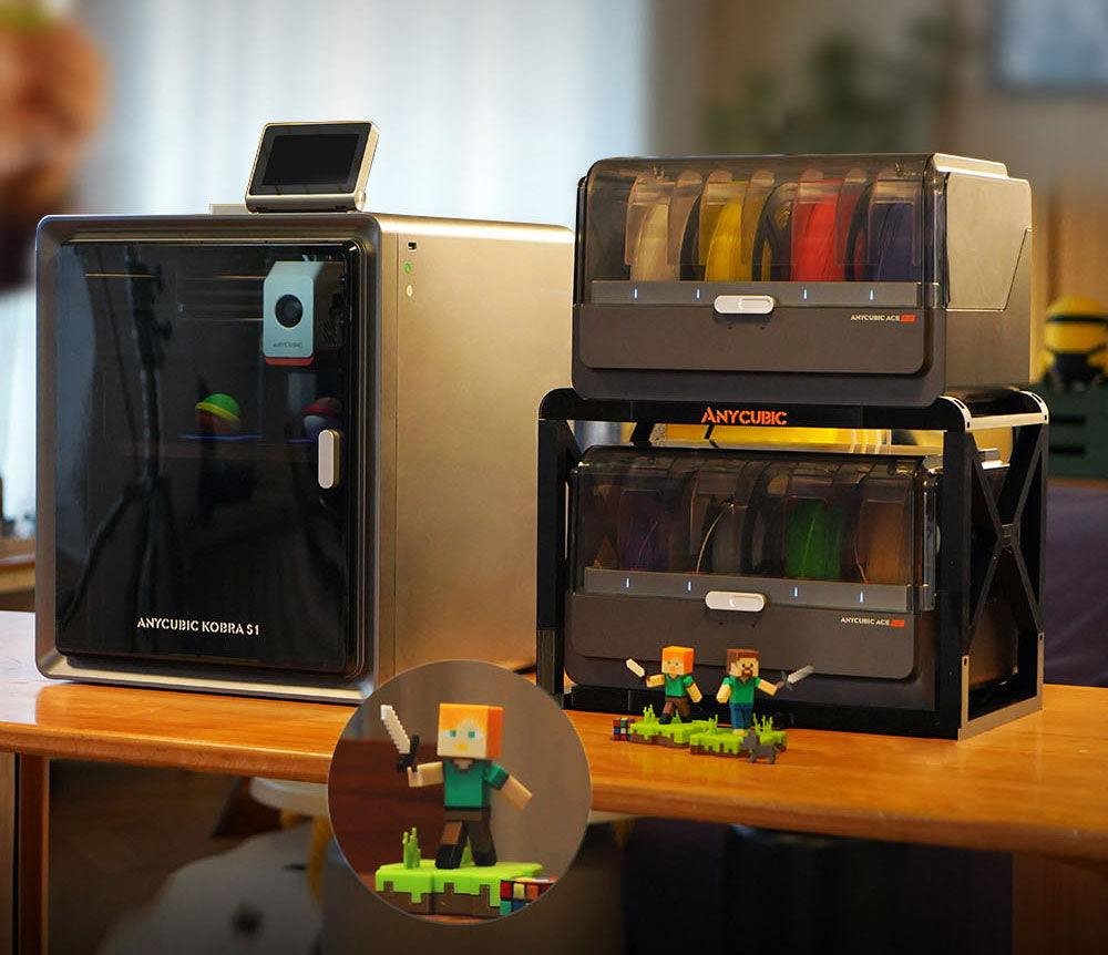 3D tiskárna ANYCUBIC KOBRA S1 COMBO, zářivý 8barevný tisk, ultra vysoká rychlost 600 mm/s, automatické vyrovnávání, hotend 320 °C, ultratichý chod 44 dB, konstrukce CoreXY, 250 * 250 * 250 mm