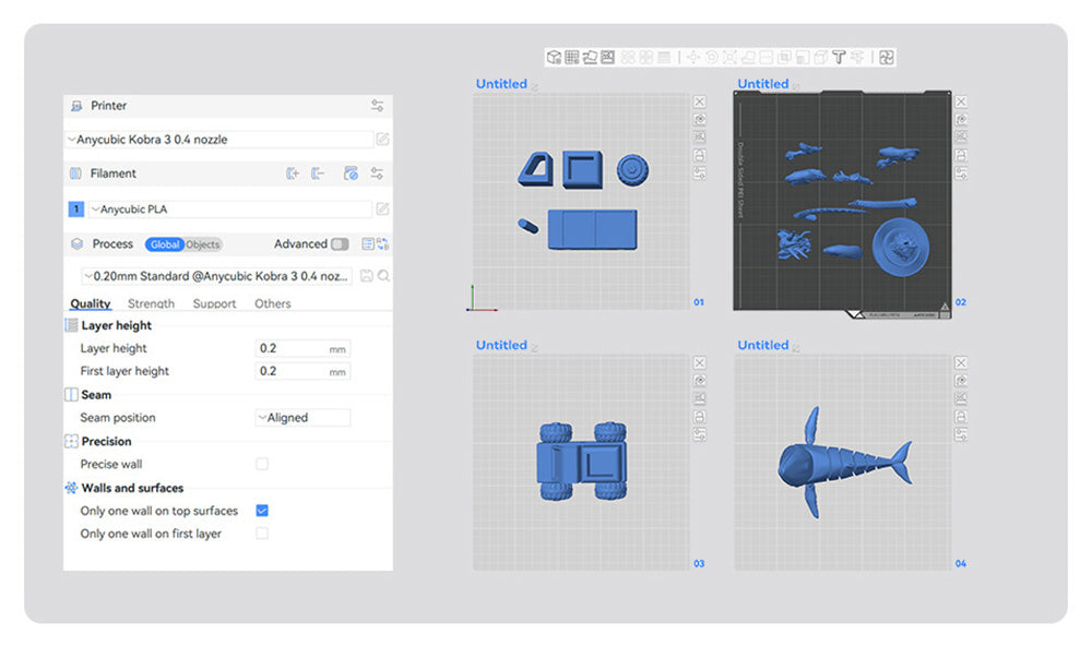 3D tiskárna ANYCUBIC KOBRA S1 COMBO, zářivý 8barevný tisk, ultra vysoká rychlost 600 mm/s, automatické vyrovnávání, hotend 320 °C, ultratichý chod 44 dB, konstrukce CoreXY, 250 * 250 * 250 mm