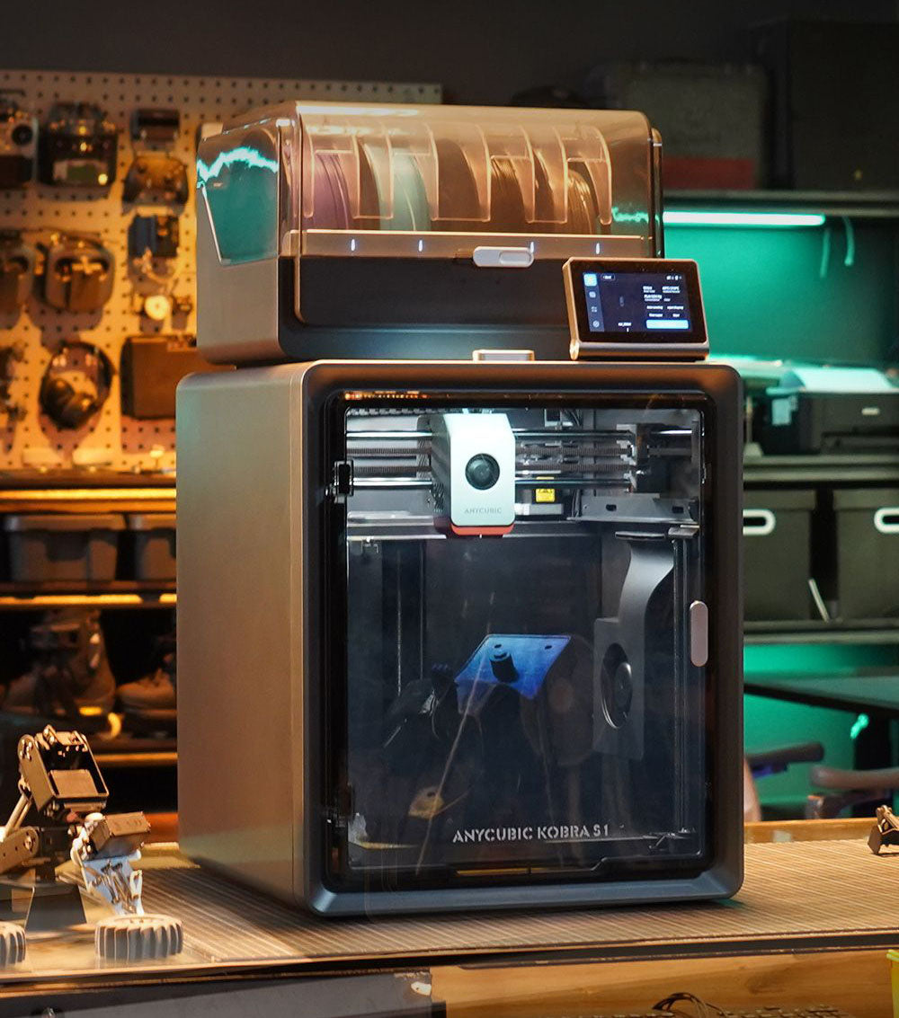 3D tiskárna ANYCUBIC KOBRA S1 COMBO, zářivý 8barevný tisk, ultra vysoká rychlost 600 mm/s, automatické vyrovnávání, hotend 320 °C, ultratichý chod 44 dB, konstrukce CoreXY, 250 * 250 * 250 mm
