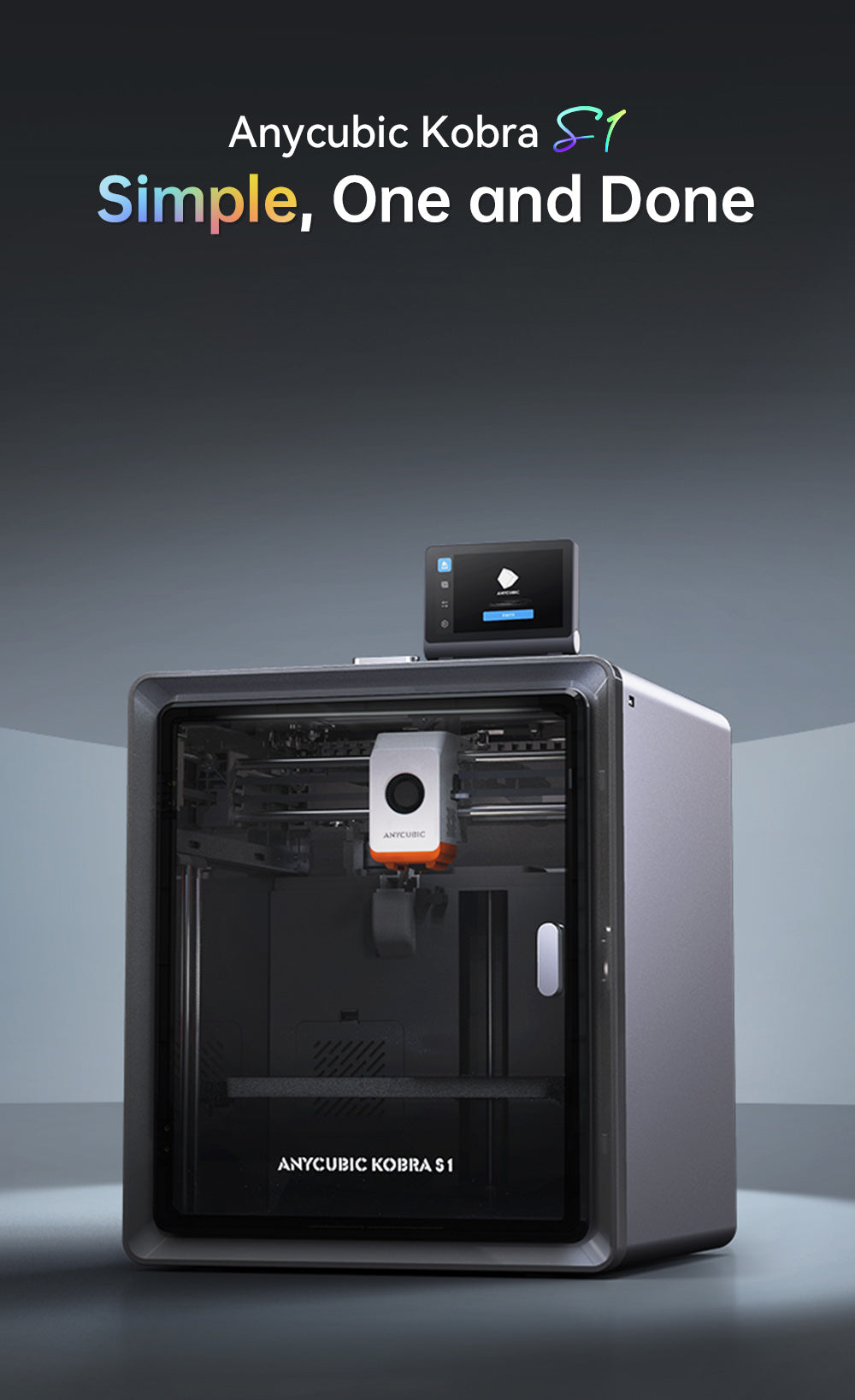 3D tiskárna Anycubic Kobra S1, uzavřená konstrukce CoreXY, ultrarychlý tisk 600 mm/s, podpora vícebarevného tisku s ACE Pro, hotend 320℃, ultratichý provoz 44 dB, 250*250*250 mm