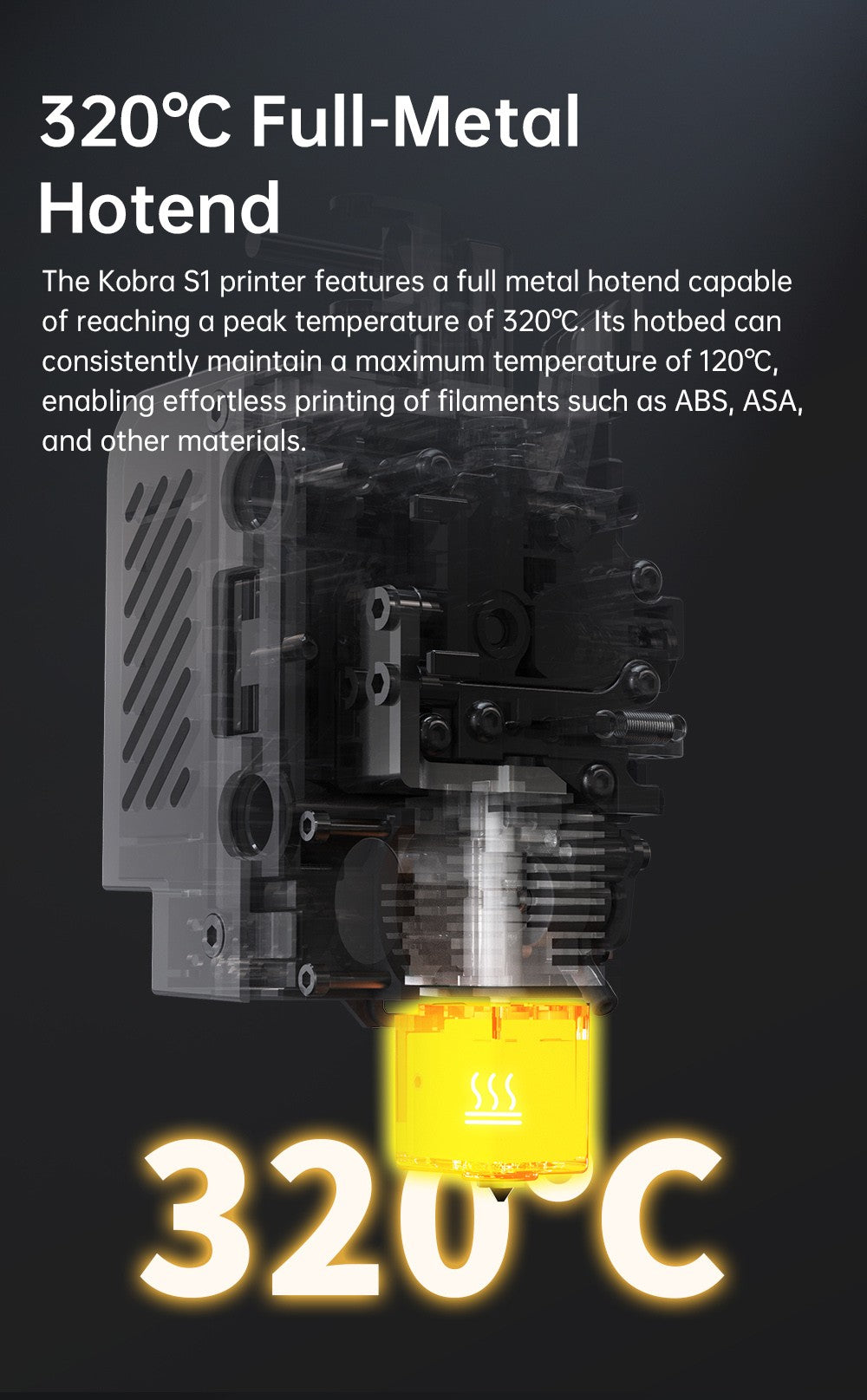 3D tiskárna Anycubic Kobra S1, uzavřená konstrukce CoreXY, ultrarychlý tisk 600 mm/s, podpora vícebarevného tisku s ACE Pro, hotend 320℃, ultratichý provoz 44 dB, 250*250*250 mm