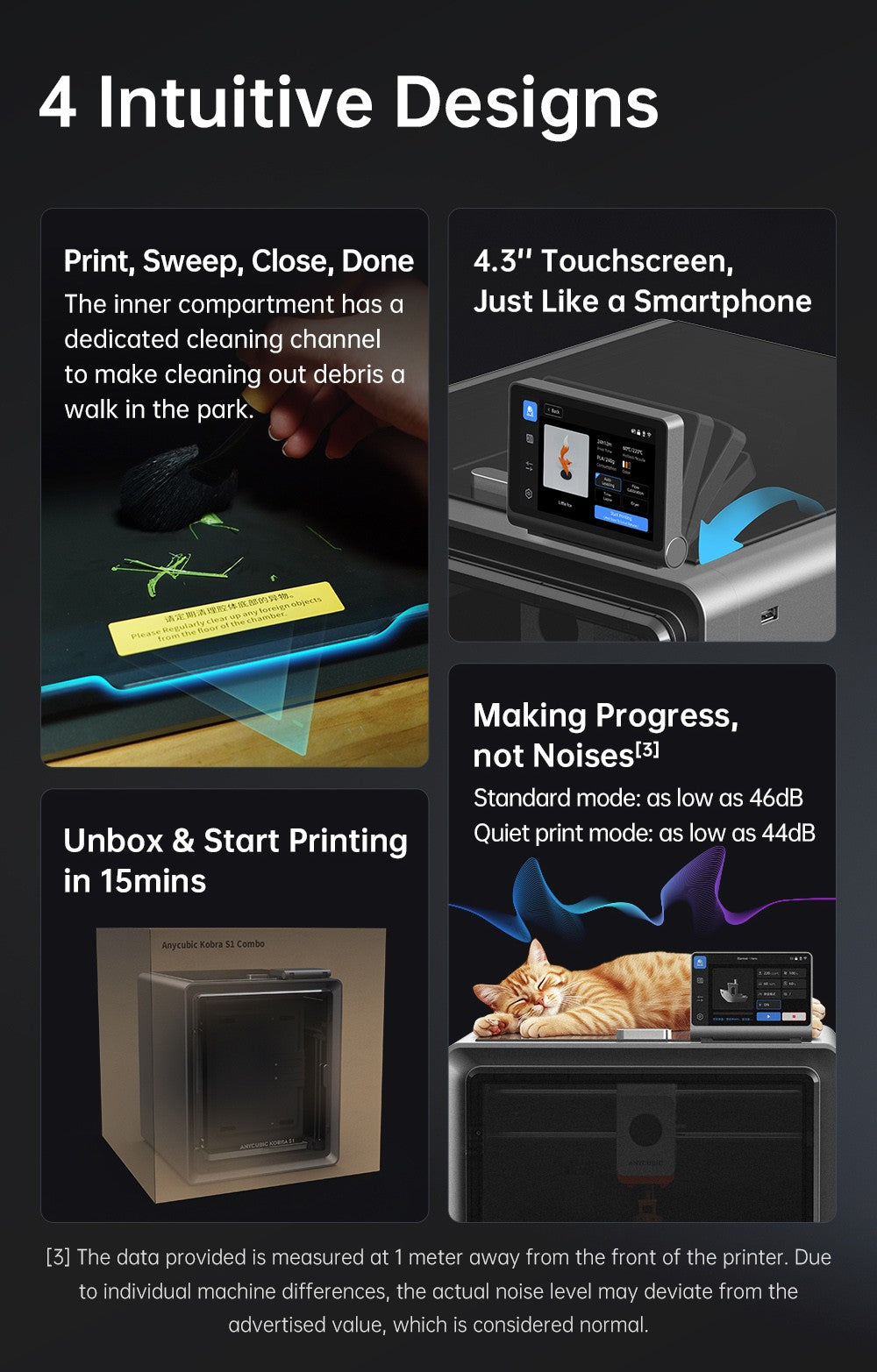 3D tiskárna Anycubic Kobra S1, uzavřená konstrukce CoreXY, ultrarychlý tisk 600 mm/s, podpora vícebarevného tisku s ACE Pro, hotend 320℃, ultratichý provoz 44 dB, 250*250*250 mm